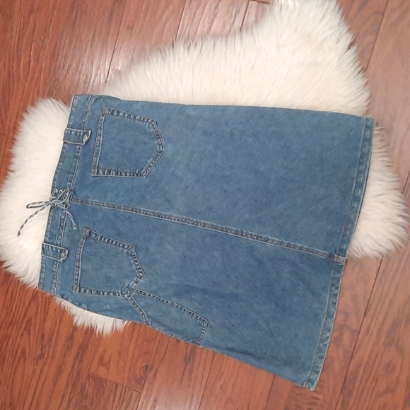 Vintage JLo Corset back Midi Length Cargo pocket Jean Skirt - Picture 2 of 6